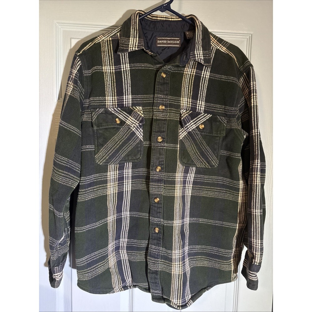 David Taylor Thick Flannel Shirt Sz Medium. Grunge, Camping, Fishing. Outdoors.